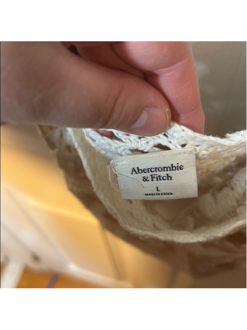 Abercrombie & Fitch Cream Crochet Boho Festival Floral Crop Top size L - Picture 2 of 5